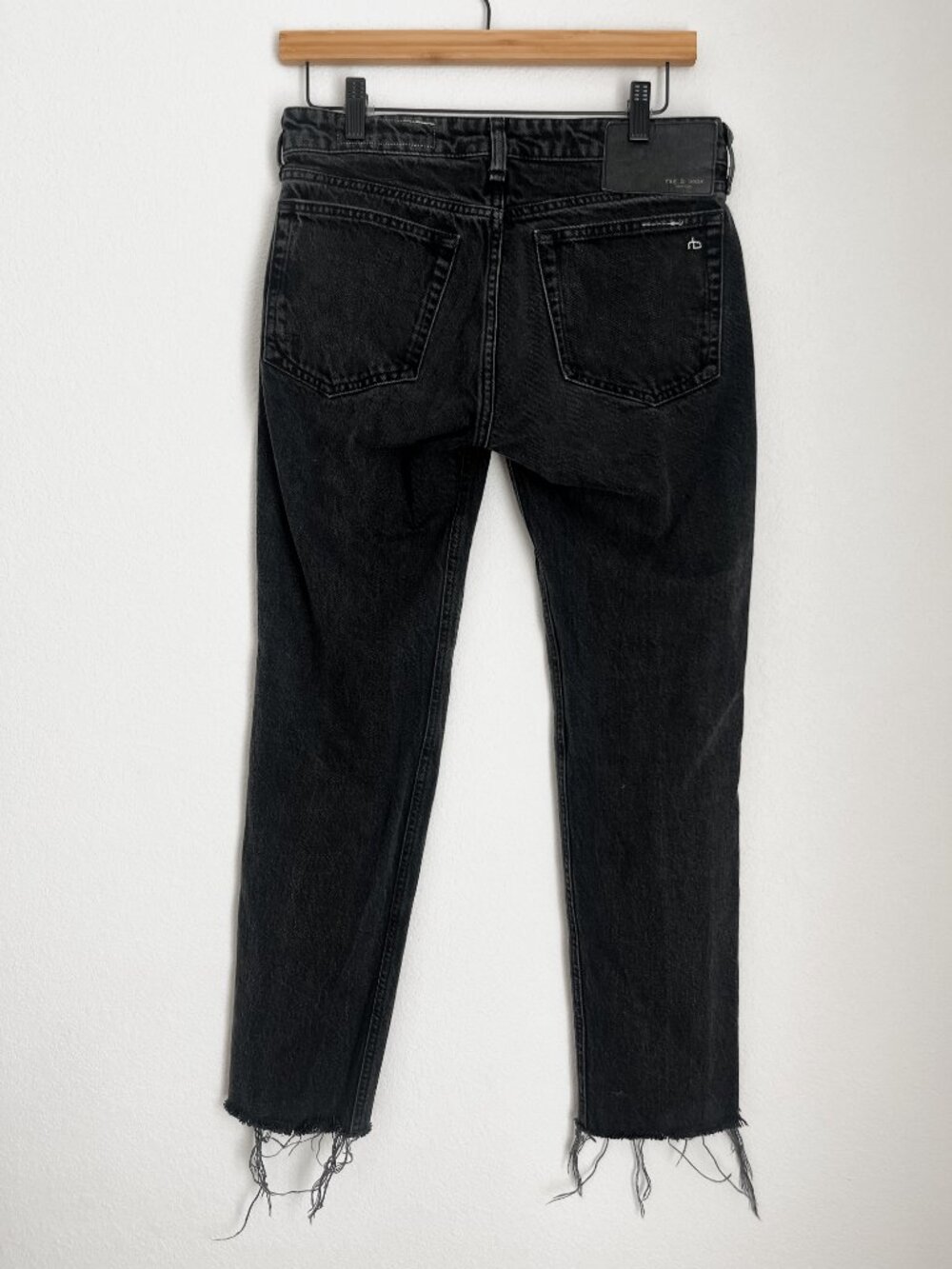 Rag & Bone Dre Low Rise Slim Boyfriend Jeans Black Highland Raw Hem 26 - Picture 3 of 8